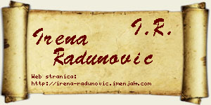 Irena Radunović vizit kartica